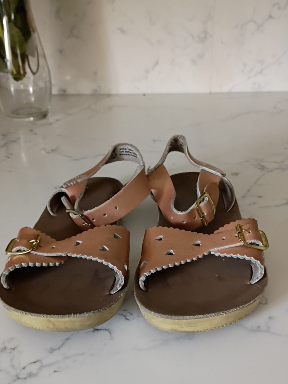 San Sun Kids Tan Leather Buckle Sandals